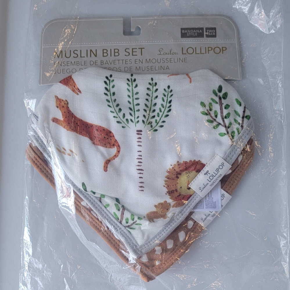 Loulou Lollipop 2pk Muslin Bandana Bib Set